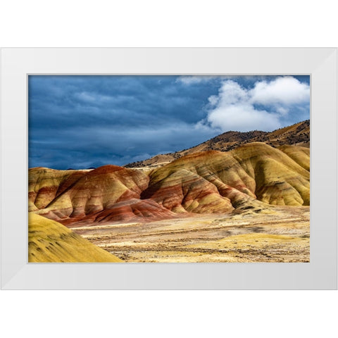 USA-John Day Fossil Beds-Painted Hills Unit Overlook White Modern Wood Framed Art Print by Friel, Bernard