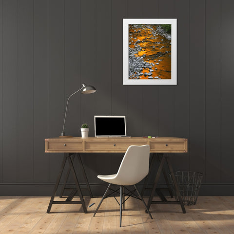 OR, Columbia Gorge, Multnomah Creek White Modern Wood Framed Art Print by Terrill, Steve