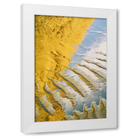 OR, Sand pattern and cloud reflection on beach White Modern Wood Framed Art Print by Rotenberg, Nancy