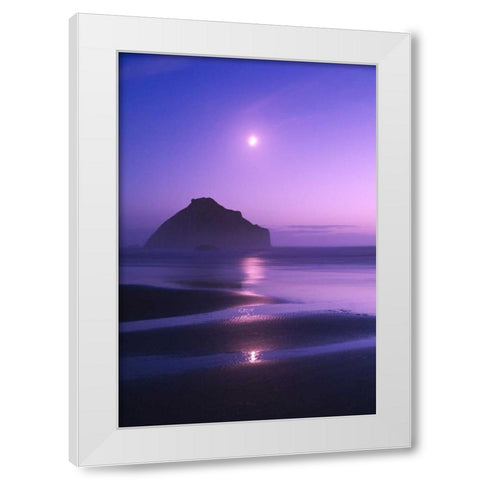 USA, Oregon Moonrise over Face Rock White Modern Wood Framed Art Print by Rotenberg, Nancy
