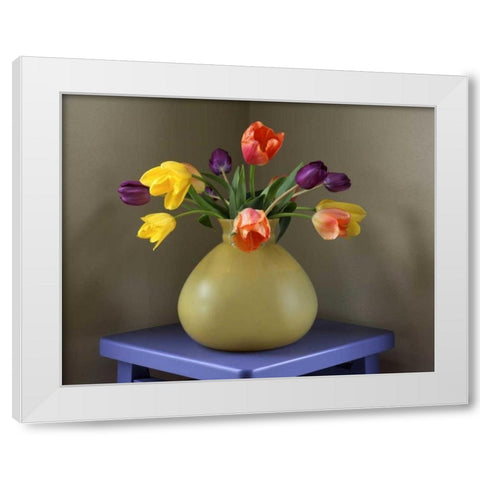 OR, Portland Tulips in antique glass vase White Modern Wood Framed Art Print by Terrill, Steve
