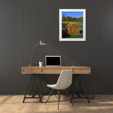 OR, Willamette Valley House made of pumpkins White Modern Wood Framed Art Print by Terrill, Steve