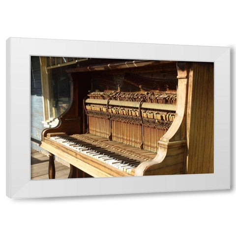 OR, Shaniko Ppiano on main street in ghost town White Modern Wood Framed Art Print by Ross, Nancy ,  Steve