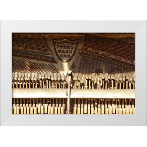 OR, Shaniko Inside Old piano on main street White Modern Wood Framed Art Print by Ross, Nancy ,  Steve