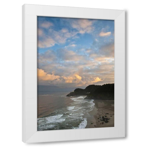 OR, Heceta Head Lighthouse in morning sky White Modern Wood Framed Art Print by Rotenberg, Nancy