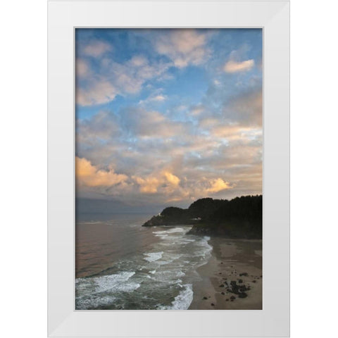 OR, Heceta Head Lighthouse in morning sky White Modern Wood Framed Art Print by Rotenberg, Nancy