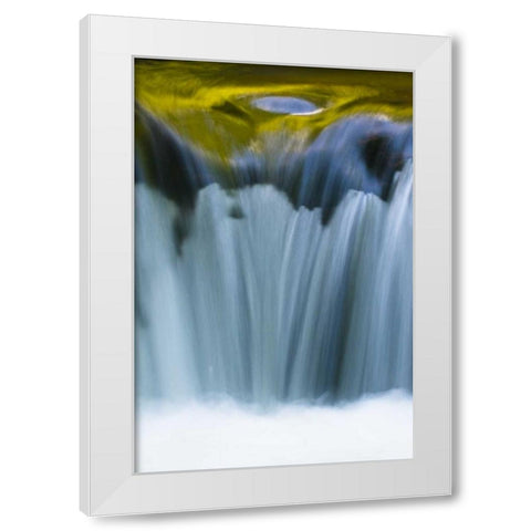 Oregon Reflections in waterfall on Sweet Creek White Modern Wood Framed Art Print by Rotenberg, Nancy
