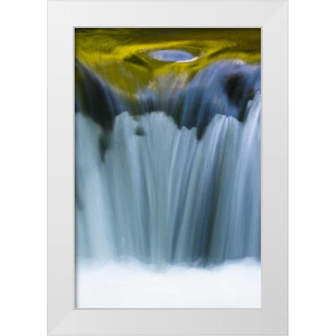 Oregon Reflections in waterfall on Sweet Creek White Modern Wood Framed Art Print by Rotenberg, Nancy