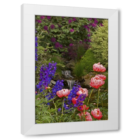 OR,Salem Flowers grow near brook White Modern Wood Framed Art Print by Paulson, Don