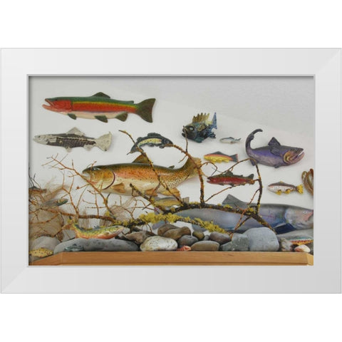 OR, Portland Fish displayed on wall of home White Modern Wood Framed Art Print by Terrill, Steve