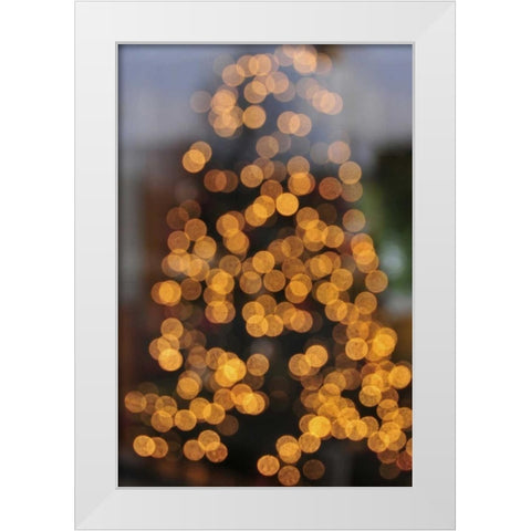 OR, Portland Lights on holiday Christmas tree White Modern Wood Framed Art Print by Terrill, Steve