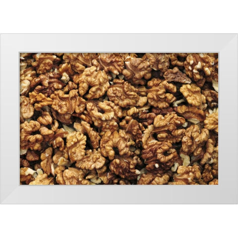 USA, Oregon, Portland Close-up of walnut meats White Modern Wood Framed Art Print by Terrill, Steve