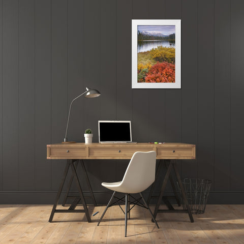 OR, Willamette NF Scott Lake and Three Sisters White Modern Wood Framed Art Print by Paulson, Don