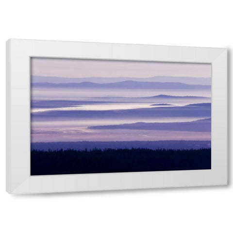 OR, Crater Lake NP Purple haze hangs over valley White Modern Wood Framed Art Print by Paulson, Don
