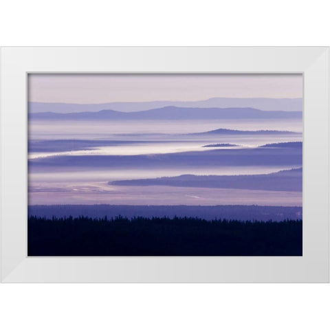 OR, Crater Lake NP Purple haze hangs over valley White Modern Wood Framed Art Print by Paulson, Don