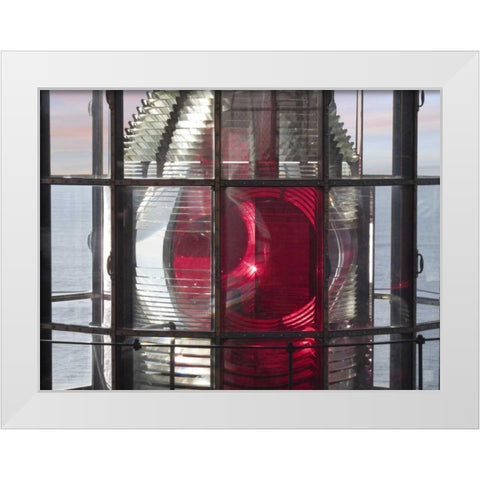 Oregon Cape Meares Lighthouse signal light  White Modern Wood Framed Art Print by Paulson, Don