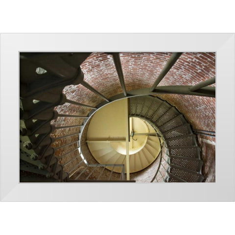 OR, Cape BlancoStaircase of lighthouse tower White Modern Wood Framed Art Print by Kaveney, Wendy