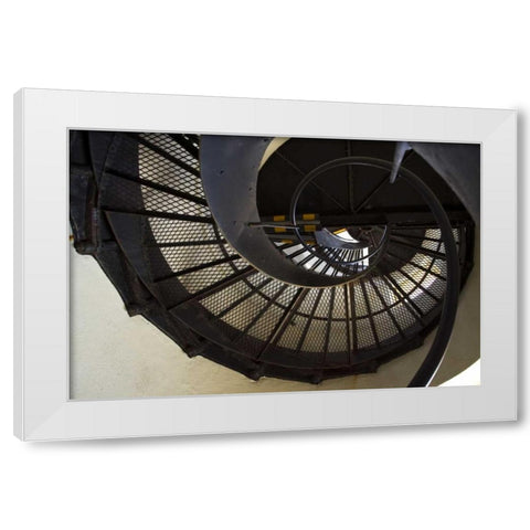 OR, Bandon Stairs in Coquille River Lighthouse White Modern Wood Framed Art Print by Kaveney, Wendy