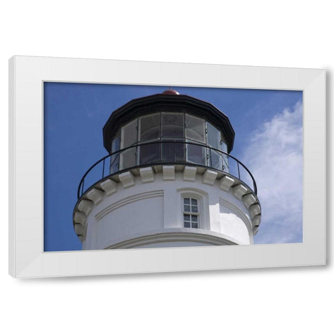 OR, Winchester Bay Umpqua River Lighthouse White Modern Wood Framed Art Print by Kaveney, Wendy