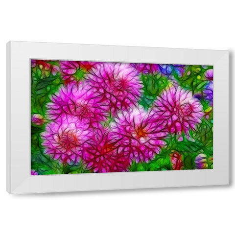 Oregon Abstract of pink dahlias White Modern Wood Framed Art Print by Carter, Jean