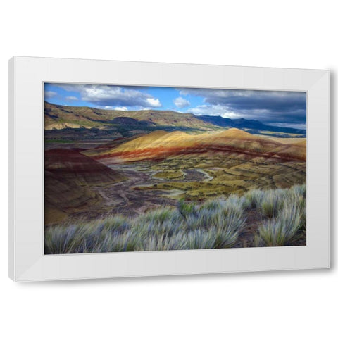 Oregon, John Day Fossil Beds NM, Painted Hills White Modern Wood Framed Art Print by Carter, Jean