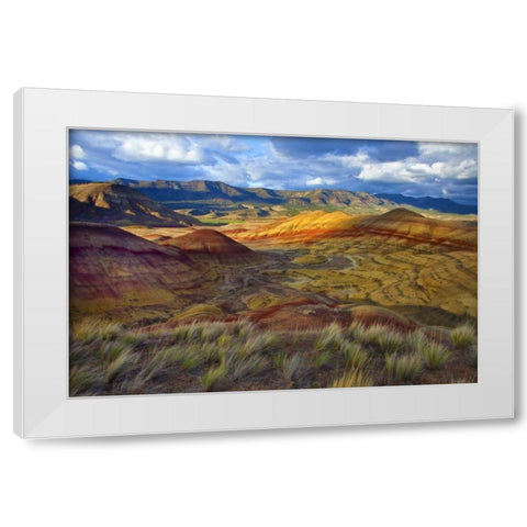 OR, John Day Fossil Beds NM, Painted Hills Unit White Modern Wood Framed Art Print by Carter, Jean