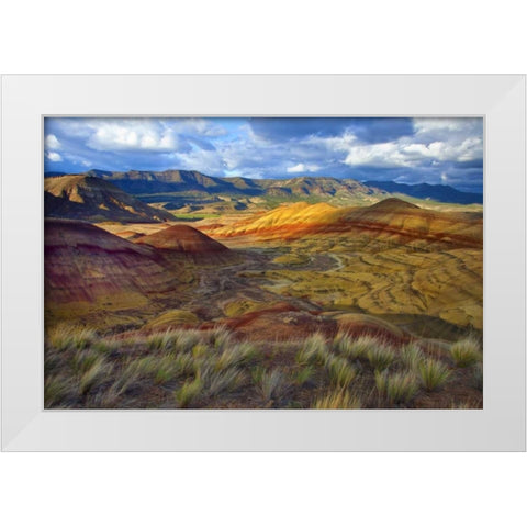 OR, John Day Fossil Beds NM, Painted Hills Unit White Modern Wood Framed Art Print by Carter, Jean