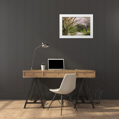 Oregon, Ashland Spring scenic in Lithia Park White Modern Wood Framed Art Print by Paulson, Don