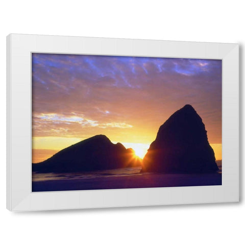 Oregon, Sunset over Gold Beach on the Coast White Modern Wood Framed Art Print by Talbot Frank, Christopher