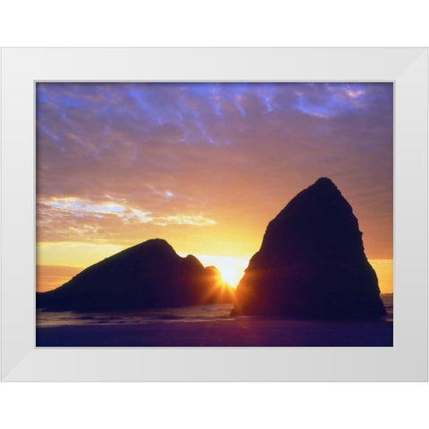 Oregon, Sunset over Gold Beach on the Coast White Modern Wood Framed Art Print by Talbot Frank, Christopher