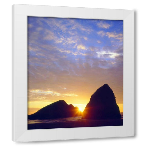 Oregon, Sunset over Gold Beach on the Coast White Modern Wood Framed Art Print by Talbot Frank, Christopher