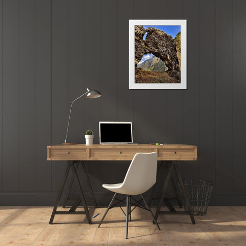 OR, Rock of Ages Arch in Columbia River Gorge NSA White Modern Wood Framed Art Print by Terrill, Steve