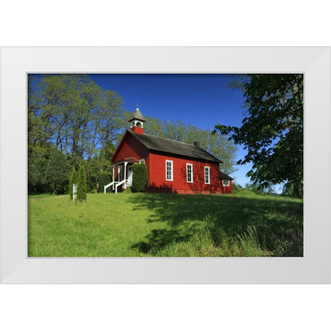 Oregon, Viola Traditional one-room schoolhouse White Modern Wood Framed Art Print by Terrill, Steve