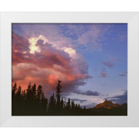 Oregon, Umpqua NF Storm approaching Mt Thielsen White Modern Wood Framed Art Print by Terrill, Steve