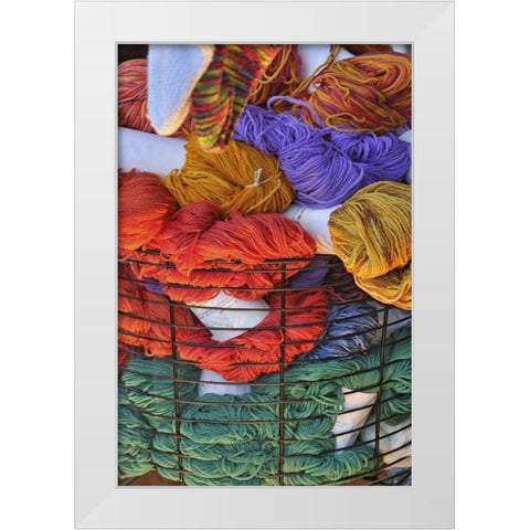Oregon, Portland Basket of yarn bundles White Modern Wood Framed Art Print by Terrill, Steve