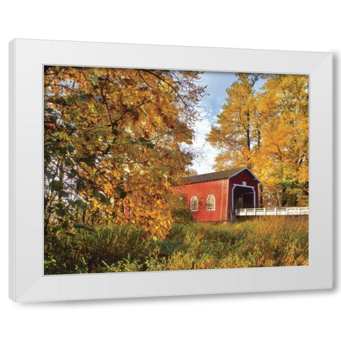 OR, Shimanek covered bridge in morning light White Modern Wood Framed Art Print by Terrill, Steve