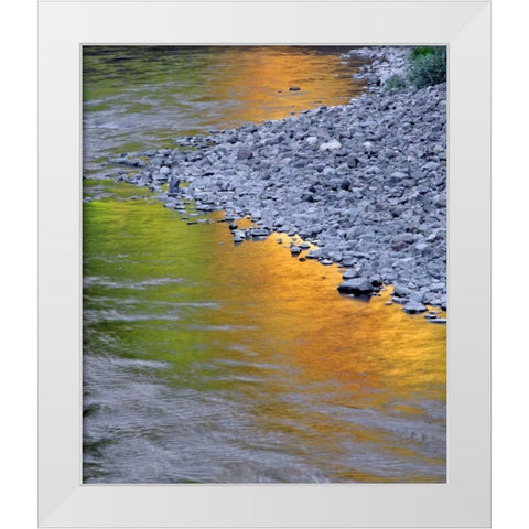 Oregon Autumn reflections in Collawash River White Modern Wood Framed Art Print by Terrill, Steve