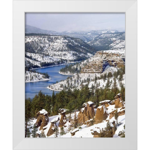 OR, Jefferson Co, Scenic of The Balancing Rocks White Modern Wood Framed Art Print by Terrill, Steve