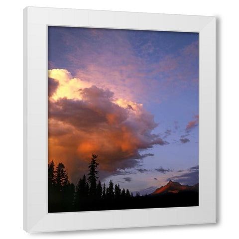 OR, Umpqua NF Storm approaching Mt Thielsen White Modern Wood Framed Art Print by Terrill, Steve