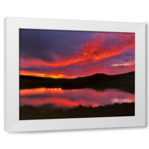 USA, Oregon Sunset over Upper Klamath Lake White Modern Wood Framed Art Print by Terrill, Steve