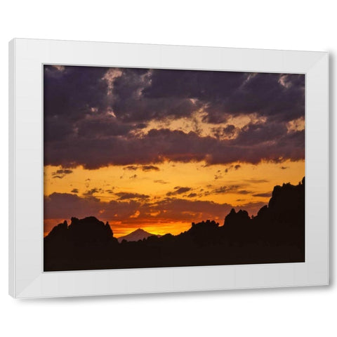 OR, Jefferson Co, Mt Jefferson and Smith Rock White Modern Wood Framed Art Print by Terrill, Steve