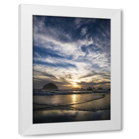 Oregon, Bandon Beach Face Rock and sea stacks White Modern Wood Framed Art Print by Rotenberg, Nancy