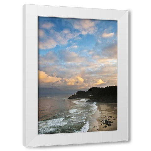 Oregon Heceta Head Lighthouse in morning light White Modern Wood Framed Art Print by Rotenberg, Nancy