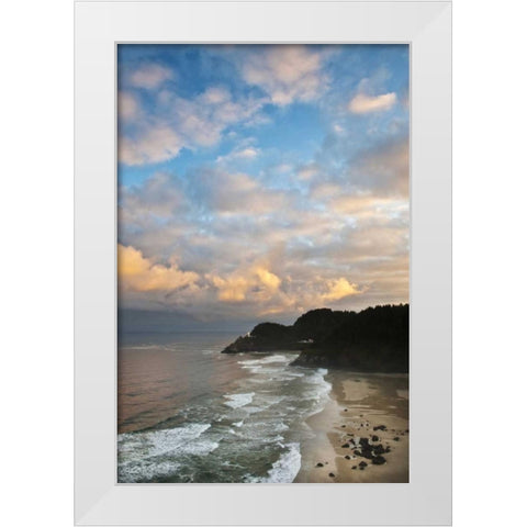 Oregon Heceta Head Lighthouse in morning light White Modern Wood Framed Art Print by Rotenberg, Nancy