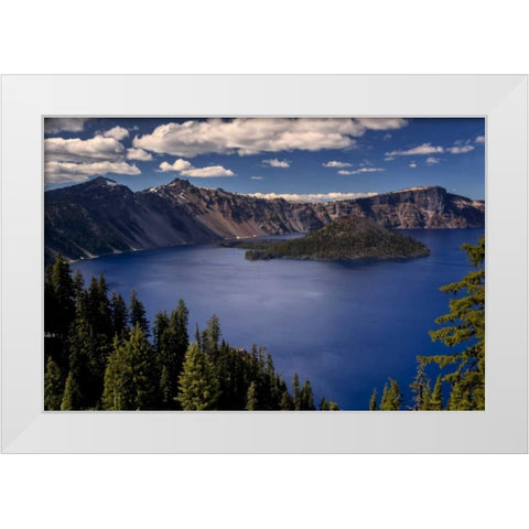 Oregon, Crater Lake NP Spring landscape of lake White Modern Wood Framed Art Print by OBrien, Jay