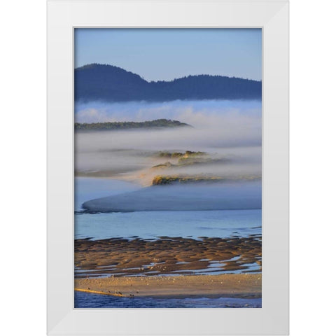 USA, Oregon Morning fog over Netarts Bay White Modern Wood Framed Art Print by Terrill, Steve