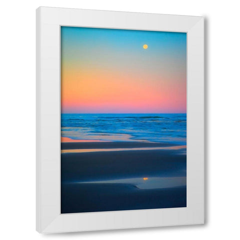 Oregon-Bandon Beach and full moonset White Modern Wood Framed Art Print by Jaynes Gallery