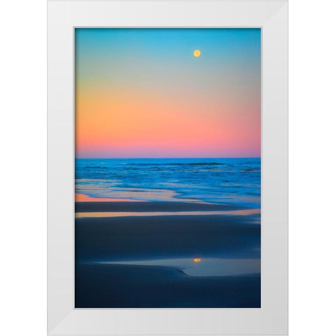Oregon-Bandon Beach and full moonset White Modern Wood Framed Art Print by Jaynes Gallery
