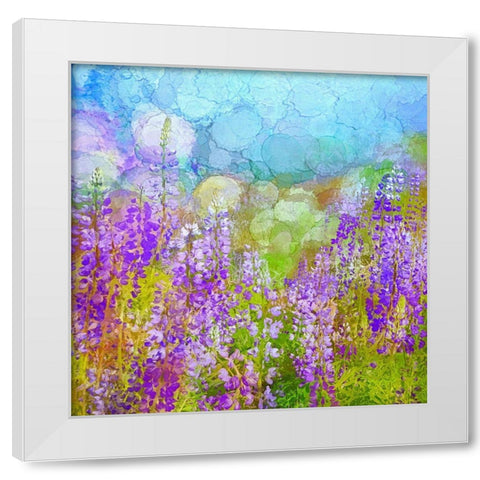 California-Redwood National Park Abstract of lupine flowers in fog White Modern Wood Framed Art Print by Jaynes Gallery
