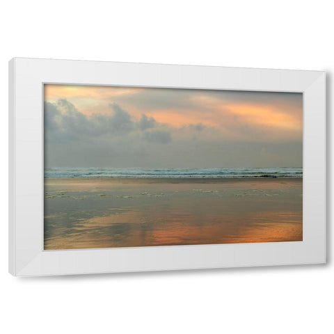 Sunset over the Pacific Ocean at Cannon Beach-Oregon-USA White Modern Wood Framed Art Print by Haney, Chuck